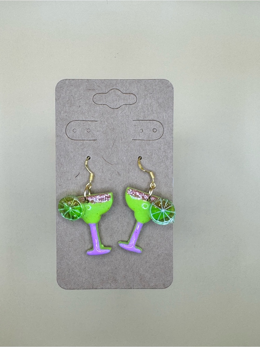 Neon Green & Purple Margarita Dangle Earrings